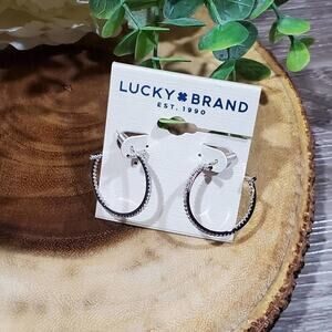 Lucky brand jeweled‎ hoop earrings Silver tone New